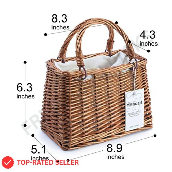Rattan Woven Tote Handbag Summer Boho Chic Clutch Wicker Purse - Picture 6 of 8